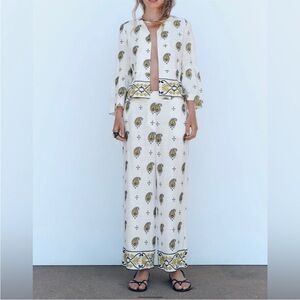 Zara embroidered linen pants. NEW with tag. Size small